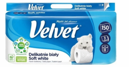 Papier toaletowy Velvet Delikatnie Biały (8 rolek)