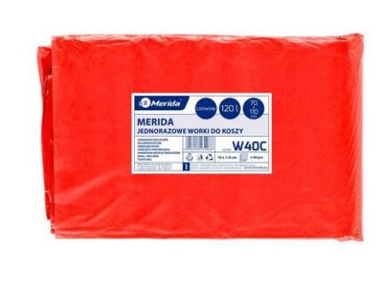 Worki na odpady medyczne MERIDA, 70 x 110 cm, 120 l, 50 szt., CZERWONE, LDPE (W40C)