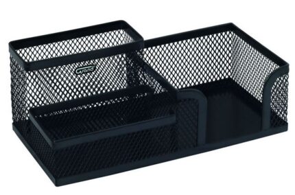 Organizer biurowy na długopisy, na karteczki - czarny, metalowy Grand (GR-093)