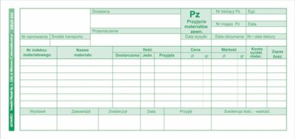 Druk Przyjęcie Zewnętrzne PZ A4