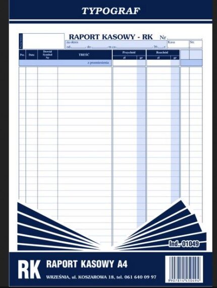 Druk Raport kasowy A4 (01049)